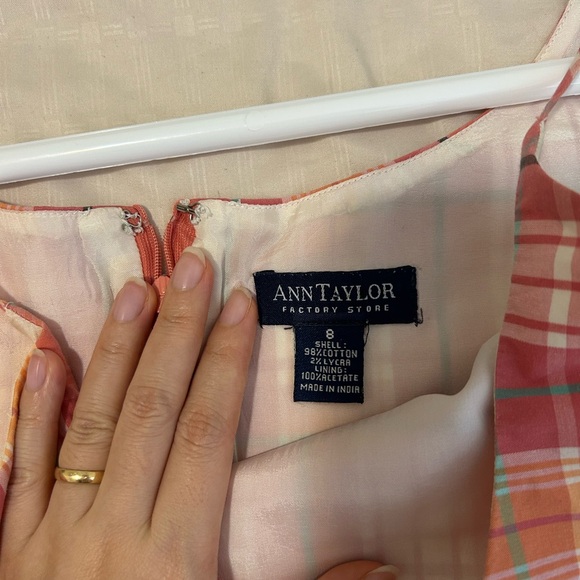 🩷🧡Ann Taylor Plaid Midi Dress in Pink and Orange size 8 Like New - Picture 7 of 7